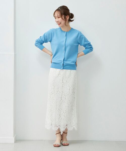 le.coeur blanc(ルクールブラン)の「コードレースストレートスカート(スカート・レディース・オフホワイト/グリーン/ネイビー・36/38)」の10枚目の写真