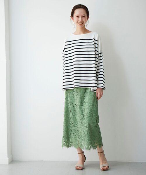 le.coeur blanc(ルクールブラン)の「コードレースストレートスカート(スカート・レディース・オフホワイト/グリーン/ネイビー・36/38)」の13枚目の写真