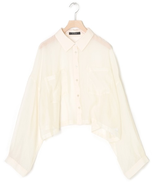w closet（ダブルクローゼット）の「ショート丈シアーブラウス（シャツ/ブラウス・レディース・アイボリー/ピンク/ライトグリーン/サックスブルー/パープル/ブラウン/スモークピンク・FREE）」の16枚目の写真