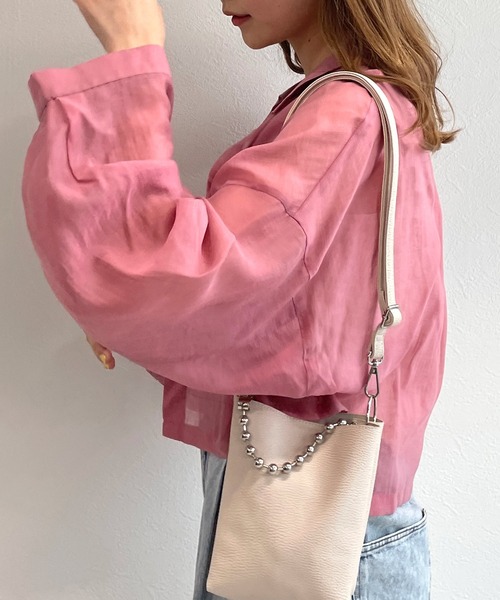 w closet（ダブルクローゼット）の「ショート丈シアーブラウス（シャツ/ブラウス・レディース・アイボリー/ピンク/ライトグリーン/サックスブルー/パープル/ブラウン/スモークピンク・FREE）」の22枚目の写真