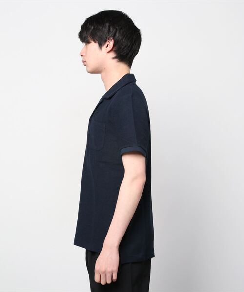 SCOTCH&SODA（スコッチアンドソーダ）の「リラックス ソリッド ニットポロシャツ【164537】（シャツ/ブラウス・メンズ・ネイビー/ホワイト・MEDIUM/LARGE/SMALL）」の3枚目の写真