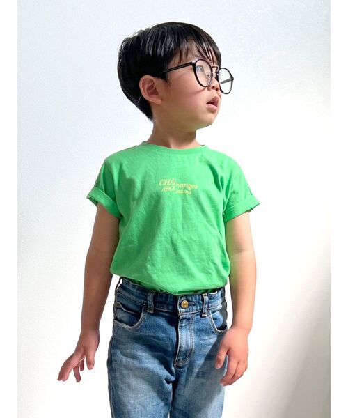 Ungrid（アングリッド）の「Kids カラーロゴルーズTee（Tシャツ/カットソー・キッズ・オフホワイト/グリーン/ピンク/オレンジ・120/100）」の2枚目の写真