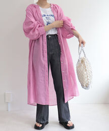 fredy emue | リネンギャザーシャツワンピース(シャツワンピース)