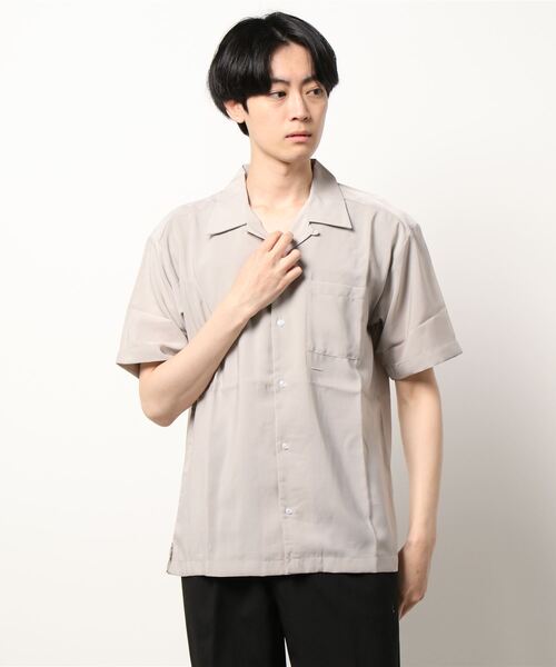 VIBGYOR（ヴィブジョー）の「VIBGYOR Select/ポリムジオープンカラーS/Sシャツ（シャツ/ブラウス・メンズ・ホワイト/サックスブルー/グレイッシュベージュ/モカ/ブラック/グリーン・MEDIUM/X-LARGE/LARGE）」の4枚目の写真