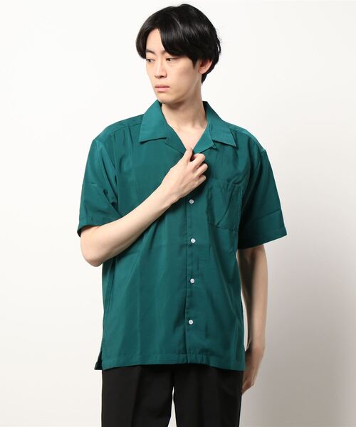 VIBGYOR（ヴィブジョー）の「VIBGYOR Select/ポリムジオープンカラーS/Sシャツ（シャツ/ブラウス・メンズ・ホワイト/サックスブルー/グレイッシュベージュ/モカ/ブラック/グリーン・MEDIUM/X-LARGE/LARGE）」の5枚目の写真