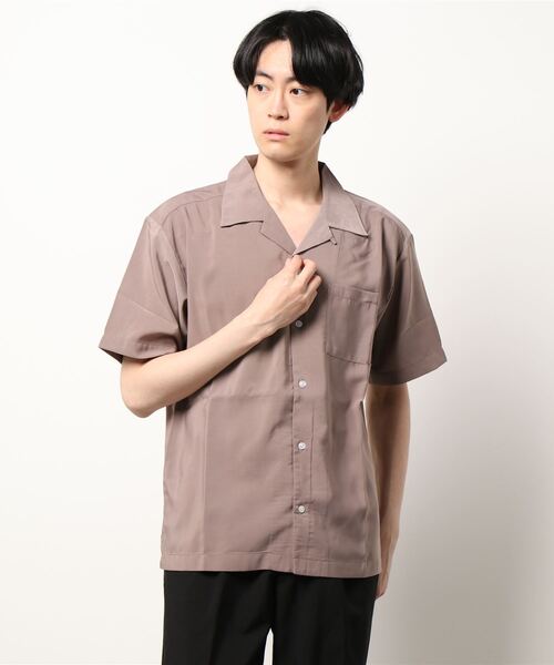VIBGYOR（ヴィブジョー）の「VIBGYOR Select/ポリムジオープンカラーS/Sシャツ（シャツ/ブラウス・メンズ・ホワイト/サックスブルー/グレイッシュベージュ/モカ/ブラック/グリーン・MEDIUM/X-LARGE/LARGE）」の3枚目の写真