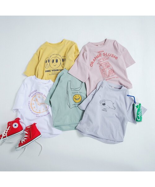 BREEZE（ブリーズ）の「WEB限定 5柄ゆる手書きプリントTシャツ（Tシャツ/カットソー・キッズ・オフホワイト/グレー/ピンク/イエロー/ミント・80/120/100/140/130/110/90）」の6枚目の写真
