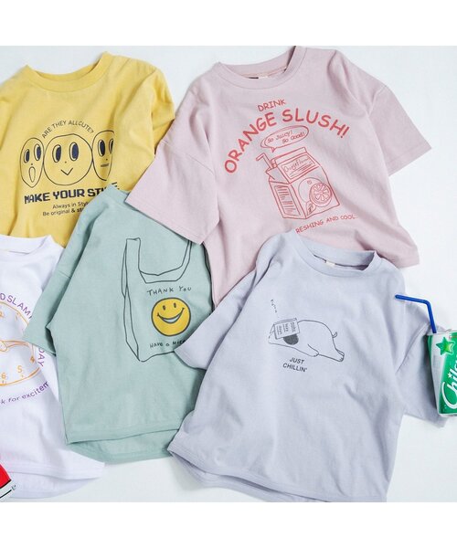 BREEZE（ブリーズ）の「WEB限定 5柄ゆる手書きプリントTシャツ（Tシャツ/カットソー・キッズ・オフホワイト/グレー/ピンク/イエロー/ミント・80/120/100/140/130/110/90）」の7枚目の写真