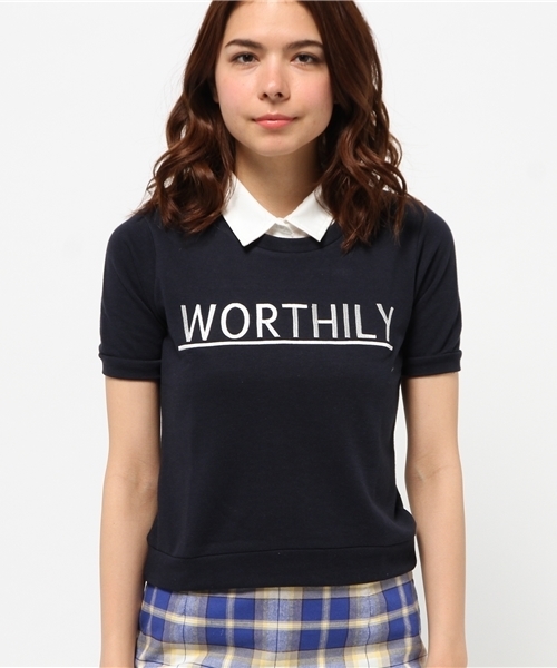 WEGO（ウィゴー）の「WEGO/襟付き刺繍スウェット（スウェット・レディース・オフホワイト/杢グレー/ネイビー・FREE）」の5枚目の写真