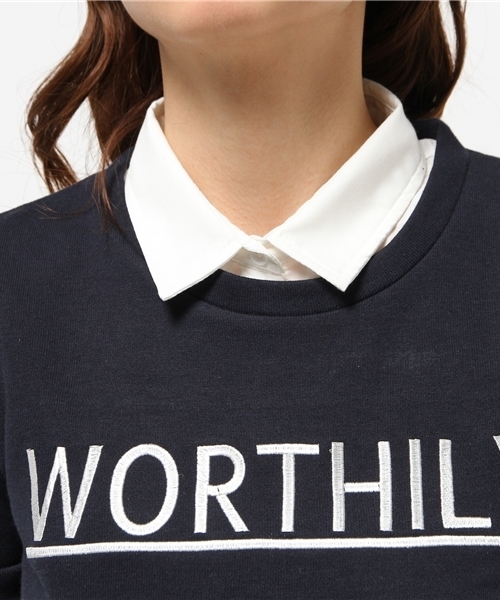 WEGO（ウィゴー）の「WEGO/襟付き刺繍スウェット（スウェット・レディース・オフホワイト/杢グレー/ネイビー・FREE）」の8枚目の写真