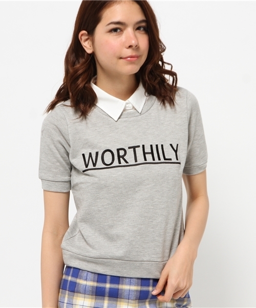 WEGO（ウィゴー）の「WEGO/襟付き刺繍スウェット（スウェット・レディース・オフホワイト/杢グレー/ネイビー・FREE）」の16枚目の写真