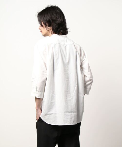 BACK NUMBER（バックナンバー）の「【接触冷感】【BACK NUMBER】「COOL」７分スタンドシャツ（シャツ/ブラウス・メンズ・ネイビー/ホワイト/オリーブ・S/M/XL/L）」の5枚目の写真