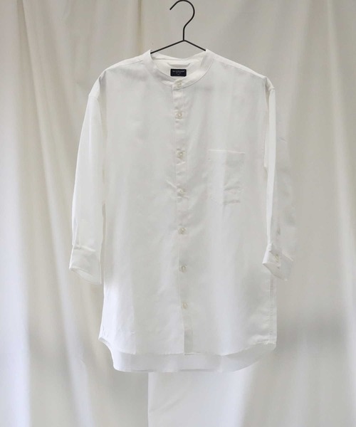 BACK NUMBER（バックナンバー）の「【接触冷感】【BACK NUMBER】「COOL」７分スタンドシャツ（シャツ/ブラウス・メンズ・ネイビー/ホワイト/オリーブ・S/M/XL/L）」の2枚目の写真