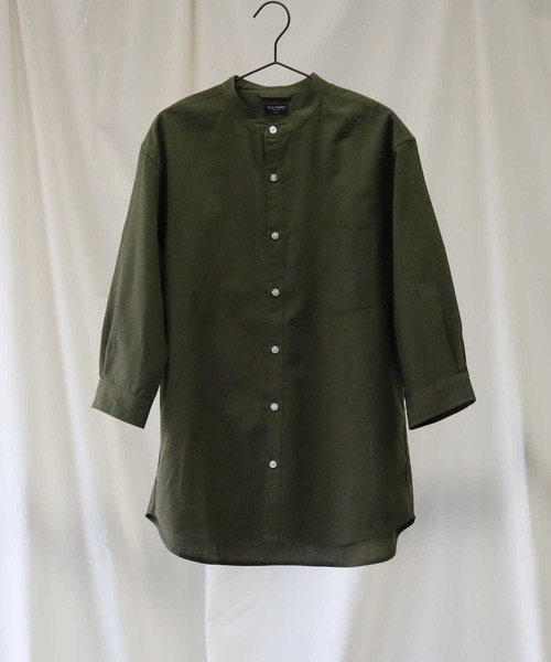 BACK NUMBER（バックナンバー）の「【接触冷感】【BACK NUMBER】「COOL」７分スタンドシャツ（シャツ/ブラウス・メンズ・ネイビー/ホワイト/オリーブ・S/M/XL/L）」の8枚目の写真