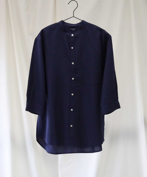 BACK NUMBER（バックナンバー）の「【接触冷感】【BACK NUMBER】「COOL」７分スタンドシャツ（シャツ/ブラウス・メンズ・ネイビー/ホワイト/オリーブ・S/M/XL/L）」の15枚目の写真