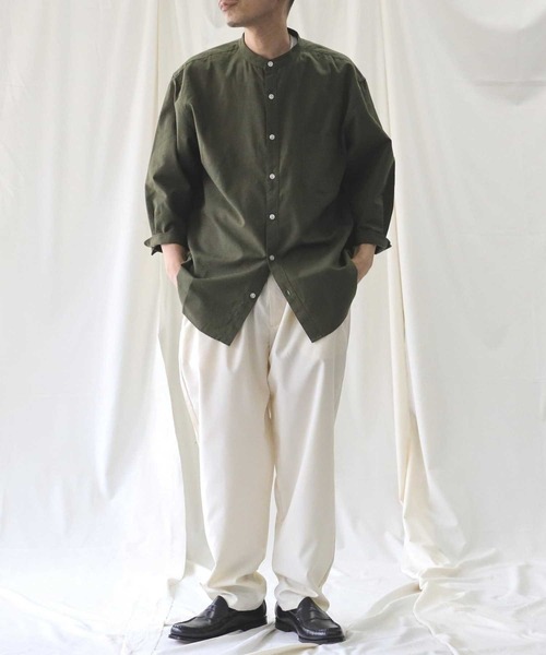 BACK NUMBER（バックナンバー）の「【接触冷感】【BACK NUMBER】「COOL」７分スタンドシャツ（シャツ/ブラウス・メンズ・ネイビー/ホワイト/オリーブ・S/M/XL/L）」の11枚目の写真