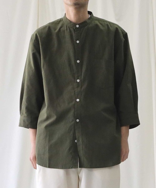 BACK NUMBER（バックナンバー）の「【接触冷感】【BACK NUMBER】「COOL」７分スタンドシャツ（シャツ/ブラウス・メンズ・ネイビー/ホワイト/オリーブ・S/M/XL/L）」の12枚目の写真