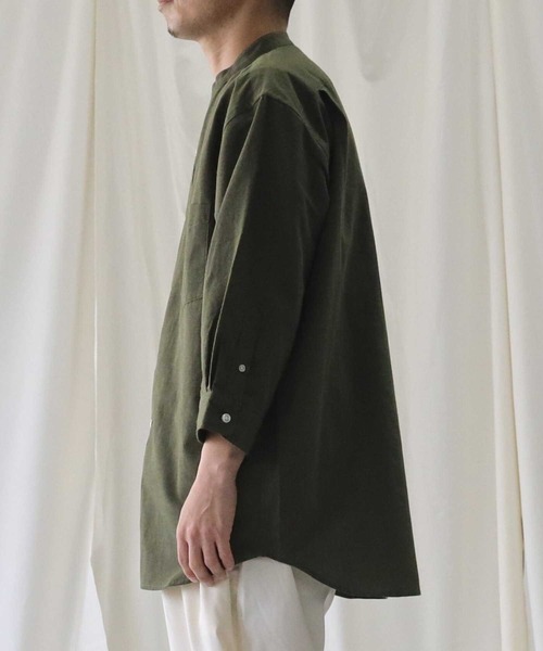 BACK NUMBER（バックナンバー）の「【接触冷感】【BACK NUMBER】「COOL」７分スタンドシャツ（シャツ/ブラウス・メンズ・ネイビー/ホワイト/オリーブ・S/M/XL/L）」の13枚目の写真