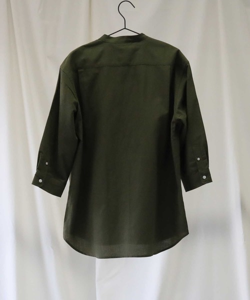 BACK NUMBER（バックナンバー）の「【接触冷感】【BACK NUMBER】「COOL」７分スタンドシャツ（シャツ/ブラウス・メンズ・ネイビー/ホワイト/オリーブ・S/M/XL/L）」の9枚目の写真