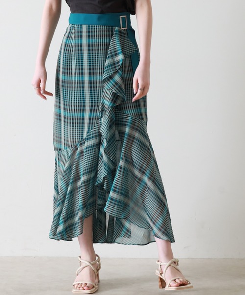 Cheek(チーク)の「【サイズ展開あり】チェックラッフルスカパン(スカート・レディース・ブラック/ブルー/ラベンダー・SMALL/MEDIUM)」の7枚目の写真