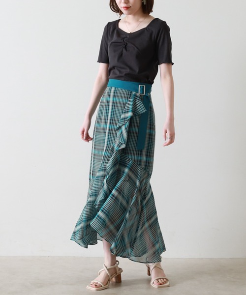 Cheek(チーク)の「【サイズ展開あり】チェックラッフルスカパン(スカート・レディース・ブラック/ブルー/ラベンダー・SMALL/MEDIUM)」の6枚目の写真
