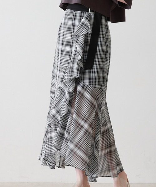 Cheek(チーク)の「【サイズ展開あり】チェックラッフルスカパン(スカート・レディース・ブラック/ブルー/ラベンダー・SMALL/MEDIUM)」の13枚目の写真