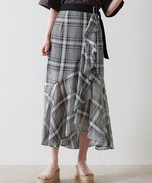 Cheek(チーク)の「【サイズ展開あり】チェックラッフルスカパン(スカート・レディース・ブラック/ブルー/ラベンダー・SMALL/MEDIUM)」の15枚目の写真