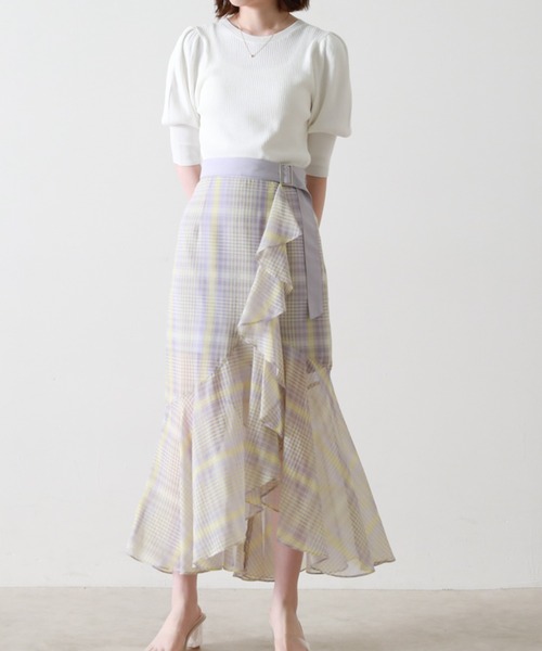 Cheek(チーク)の「【サイズ展開あり】チェックラッフルスカパン(スカート・レディース・ブラック/ブルー/ラベンダー・SMALL/MEDIUM)」の17枚目の写真