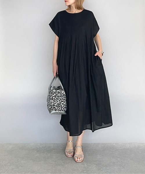 PICCIN（ピッチン）の「ハンドメイドピンタックコットンワンピース（ワンピース・レディース・ブラック/ブルー・M）」の5枚目の写真