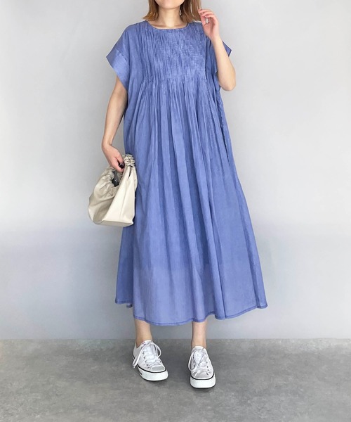 PICCIN（ピッチン）の「ハンドメイドピンタックコットンワンピース（ワンピース・レディース・ブラック/ブルー・M）」の12枚目の写真