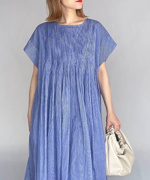 PICCIN（ピッチン）の「ハンドメイドピンタックコットンワンピース（ワンピース・レディース・ブラック/ブルー・M）」の18枚目の写真