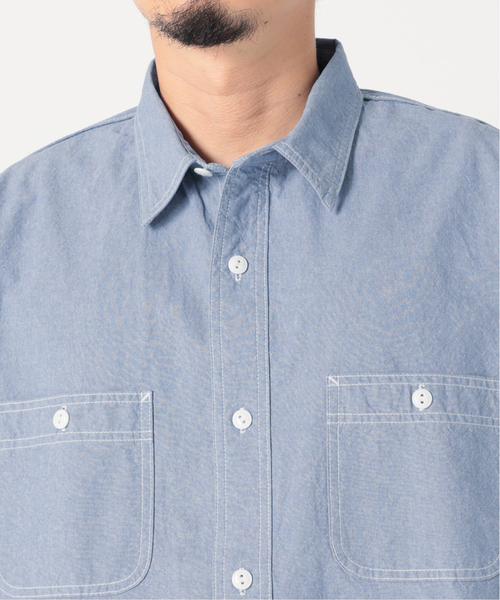 JOURNAL STANDARD relume（ジャーナルスタンダード　レリューム）の「【HOUSE HOLD / ハウスホールド】オーバーサイズシャンブレー半袖シャツ（シャツ/ブラウス・メンズ・ホワイト/ネイビー/ブルー/グリーン・2/4/3）」の14枚目の写真