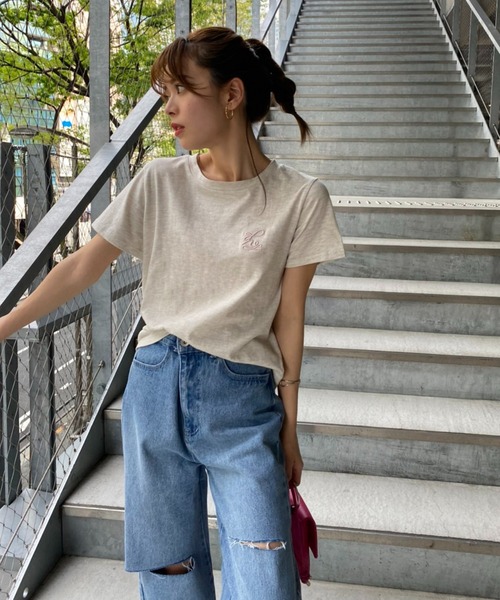 one after another NICE CLAUP(ワンアフターアナザーナイスクラップ)の「ダメージワイドパンツ(デニムパンツ・レディース・アイボリー/ブラック/ブルー/ベビーピンク・S/M)」の10枚目の写真