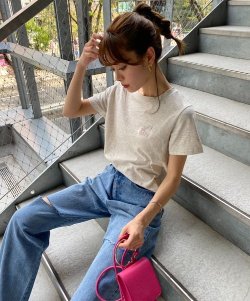 one after another NICE CLAUP(ワンアフターアナザーナイスクラップ)の「ダメージワイドパンツ(デニムパンツ・レディース・アイボリー/ブラック/ブルー/ベビーピンク・S/M)」の13枚目の写真