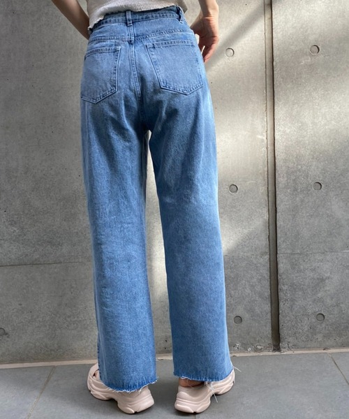 one after another NICE CLAUP(ワンアフターアナザーナイスクラップ)の「ダメージワイドパンツ(デニムパンツ・レディース・アイボリー/ブラック/ブルー/ベビーピンク・S/M)」の20枚目の写真