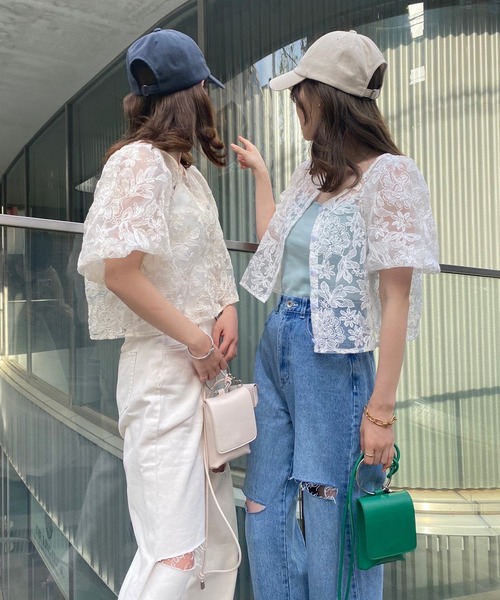 one after another NICE CLAUP(ワンアフターアナザーナイスクラップ)の「ダメージワイドパンツ(デニムパンツ・レディース・アイボリー/ブラック/ブルー/ベビーピンク・S/M)」の7枚目の写真