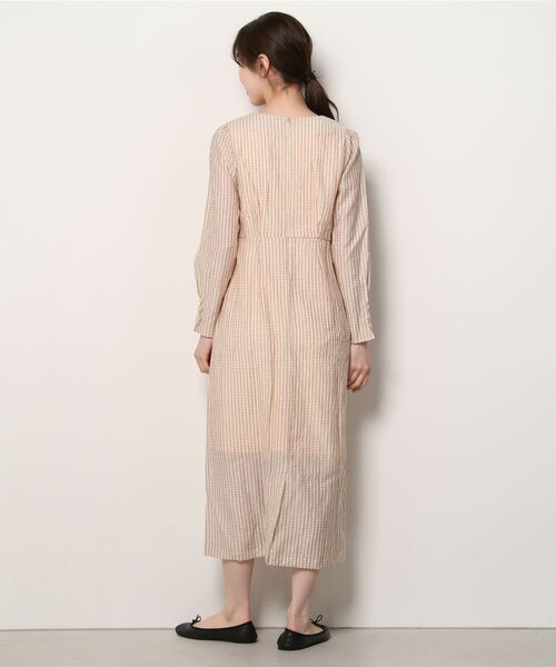 Brownie（ブラウニー）の「Brownie チェック柄 ウエスト切替ワンピース（ワンピース・レディース・ネイビー/グレー/カーキ/ライトベージュ・FREE）」の6枚目の写真