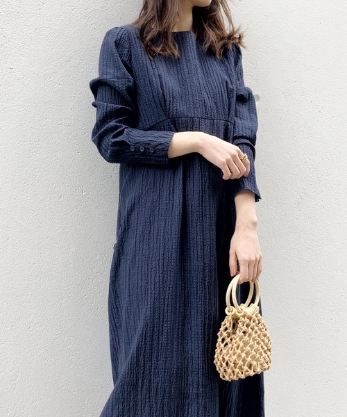 Brownie（ブラウニー）の「Brownie チェック柄 ウエスト切替ワンピース（ワンピース・レディース・ネイビー/グレー/カーキ/ライトベージュ・FREE）」の4枚目の写真