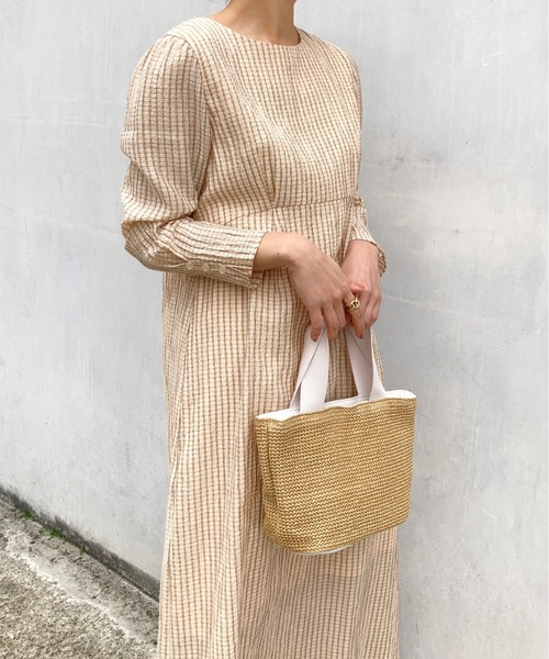 Brownie（ブラウニー）の「Brownie チェック柄 ウエスト切替ワンピース（ワンピース・レディース・ネイビー/グレー/カーキ/ライトベージュ・FREE）」の22枚目の写真