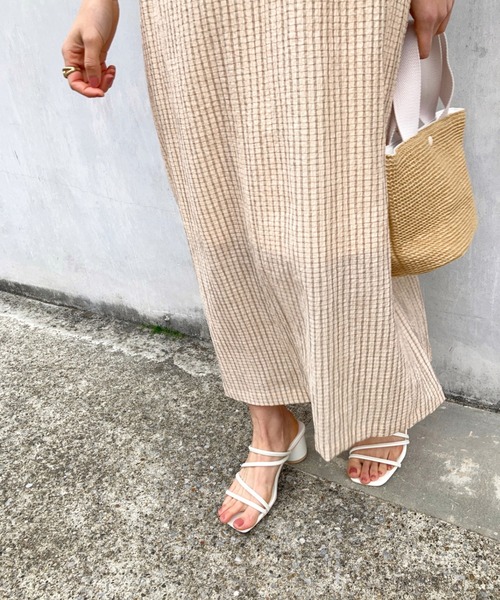 Brownie（ブラウニー）の「Brownie チェック柄 ウエスト切替ワンピース（ワンピース・レディース・ネイビー/グレー/カーキ/ライトベージュ・FREE）」の21枚目の写真