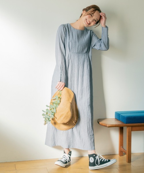 Brownie（ブラウニー）の「Brownie チェック柄 ウエスト切替ワンピース（ワンピース・レディース・ネイビー/グレー/カーキ/ライトベージュ・FREE）」の11枚目の写真