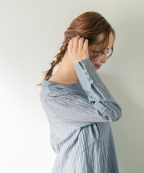 Brownie（ブラウニー）の「Brownie チェック柄 ウエスト切替ワンピース（ワンピース・レディース・ネイビー/グレー/カーキ/ライトベージュ・FREE）」の13枚目の写真