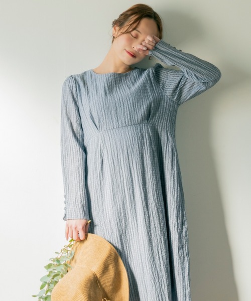 Brownie（ブラウニー）の「Brownie チェック柄 ウエスト切替ワンピース（ワンピース・レディース・ネイビー/グレー/カーキ/ライトベージュ・FREE）」の7枚目の写真