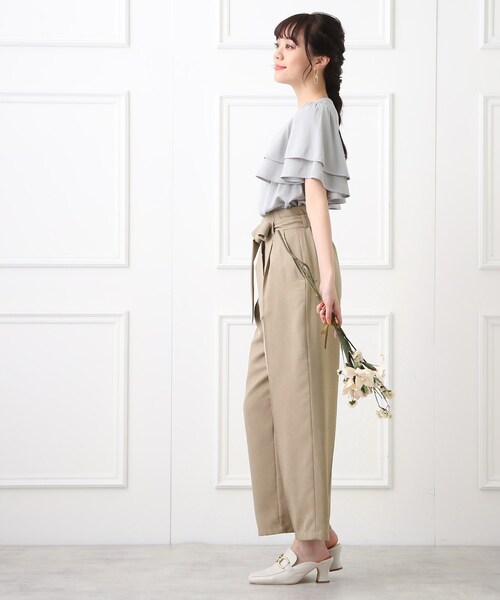 couture brooch(クチュールブローチ)の「◆高機能/洗える/シワになりにくい センタープレスワイドパンツ(その他パンツ・レディース・ライトグレー/ブラック/ブラウン系その他/ブラウン系・40/38/42/36)」の10枚目の写真