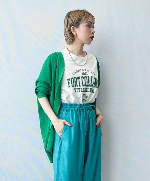 studio CLIP（スタディオクリップ）の「12ゲージ麻タッチガータ編みカーディガン（カーディガン/ボレロ・レディース・グリーン/ブラック/ライトグレー・FREE）」の3枚目の写真