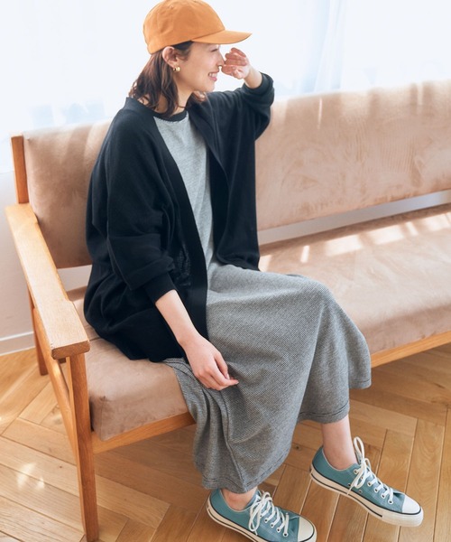 studio CLIP（スタディオクリップ）の「12ゲージ麻タッチガータ編みカーディガン（カーディガン/ボレロ・レディース・グリーン/ブラック/ライトグレー・FREE）」の15枚目の写真