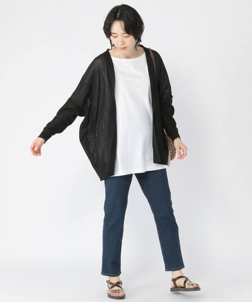 studio CLIP（スタディオクリップ）の「12ゲージ麻タッチガータ編みカーディガン（カーディガン/ボレロ・レディース・グリーン/ブラック/ライトグレー・FREE）」の11枚目の写真