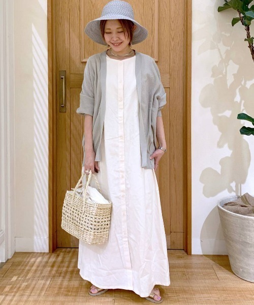 studio CLIP（スタディオクリップ）の「12ゲージ麻タッチガータ編みカーディガン（カーディガン/ボレロ・レディース・グリーン/ブラック/ライトグレー・FREE）」の5枚目の写真