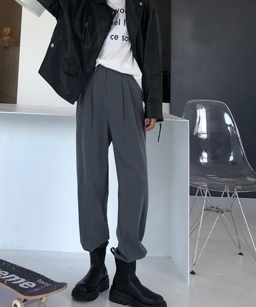 MANGROVE（マングローブ）の「ハイウエストタックジョガーパンツ（スラックス・レディース・ブラック/グレー・MEDIUM/LARGE）」の5枚目の写真