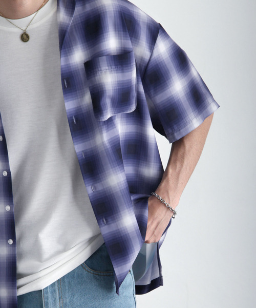 ZIP FIVE（ジップファイブ）の「【ZIP FIVE】ドレープ ルーズシルエット オープンカラー 半袖 柄シャツ（シャツ/ブラウス・メンズ・ブラック/ネイビー/ブラウン/グレイッシュブルー/チャコール/ブラック系/ブルー系/ブラウン系/ブルー系1/ブラウン系1/ブラック系1/ホワイト系/ホワイト系1・MEDIUM/LARGE/X-LARGE）」の22枚目の写真